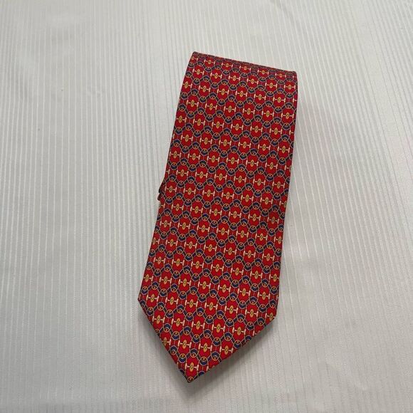 Brooks Brothers Makers Red Horsebit Silk Tie Necktie - Picture 1 of 5